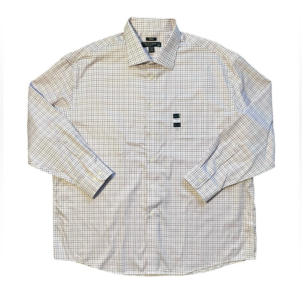 Pronto Uomo Men’s Checkered Classic Fit Egyptian Cotton Dress Shirt NWT